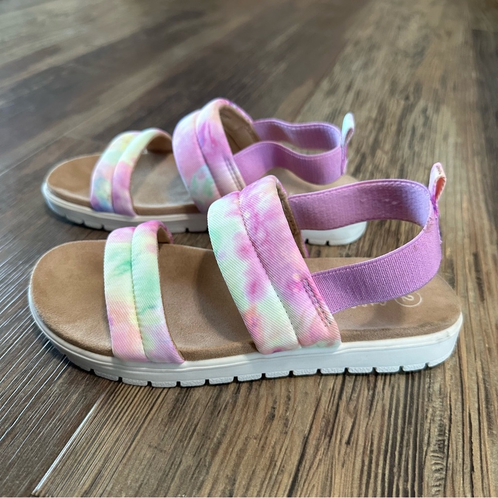 Cat & Jack Hazel slip on sandals tie-dye pink girls size 2 EUC summer shoes
